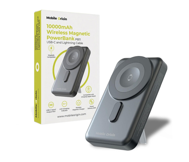 Mobile Origin Wireless Magnetic PowerBank 10000mAh USB-C and Lightning Cab - 1363078 - zdjęcie